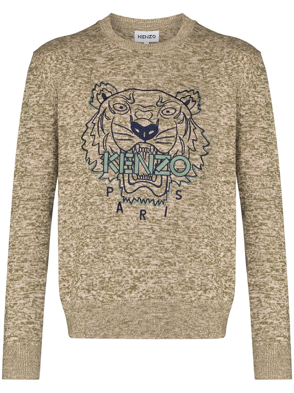 tiger-embroidered crew-neck jumper - 1