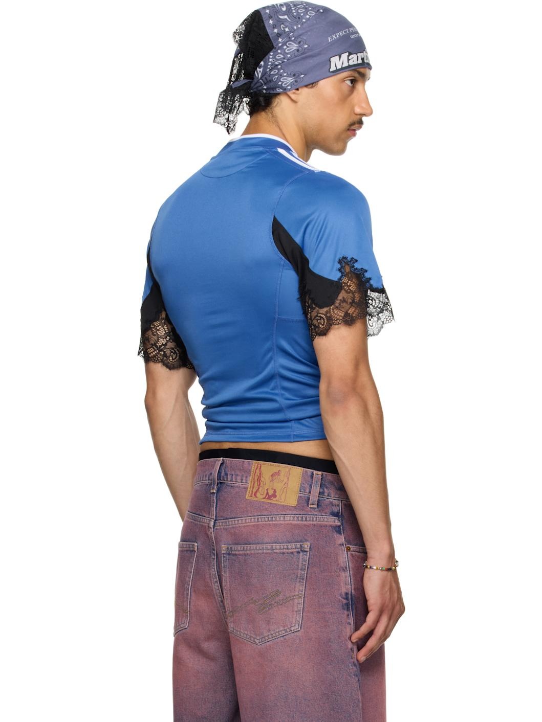 SSENSE Exclusive Blue Lace Trim Football Jersey Top - 3