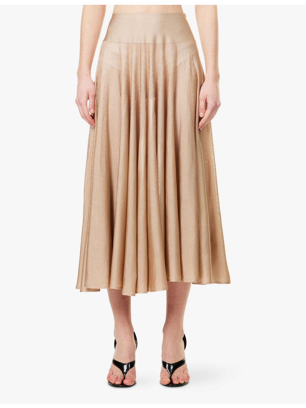 Flared Fine-Knit Maxi Skirt - 3