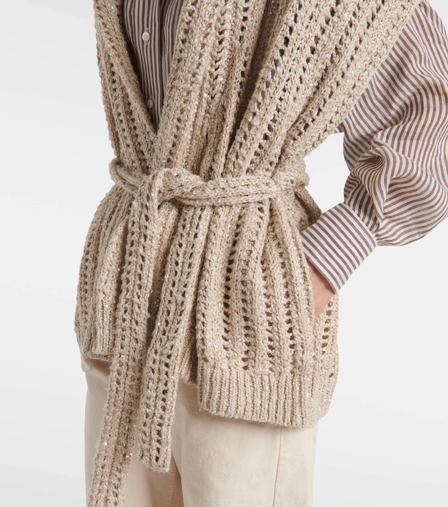 Dazzling silk and linen-blend wrap cardigan - 5