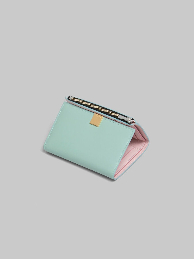 Marni GREEN LEATHER TRIFOLD PRISMA WALLET outlook