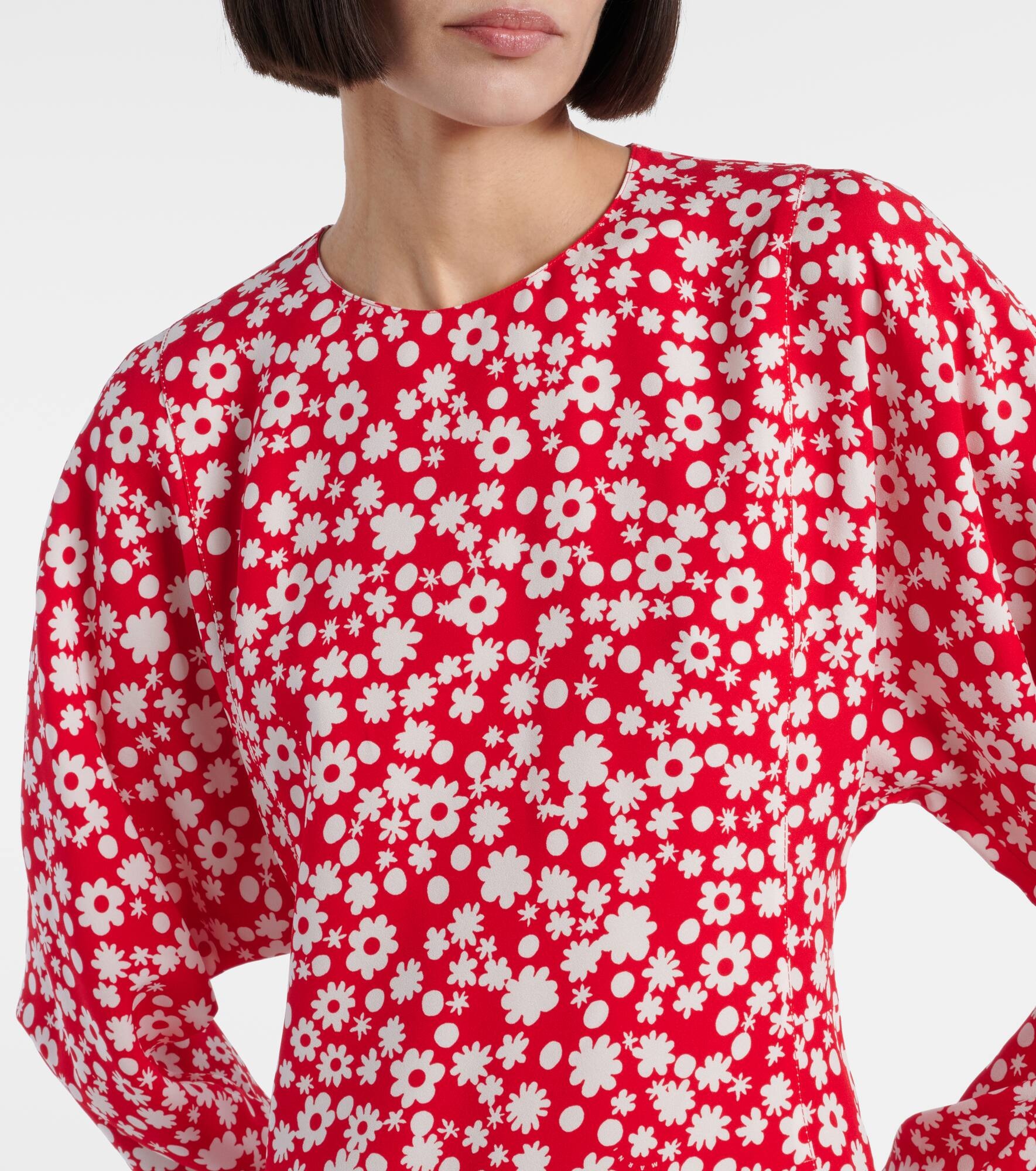 Floral enver satin midi dress - 4