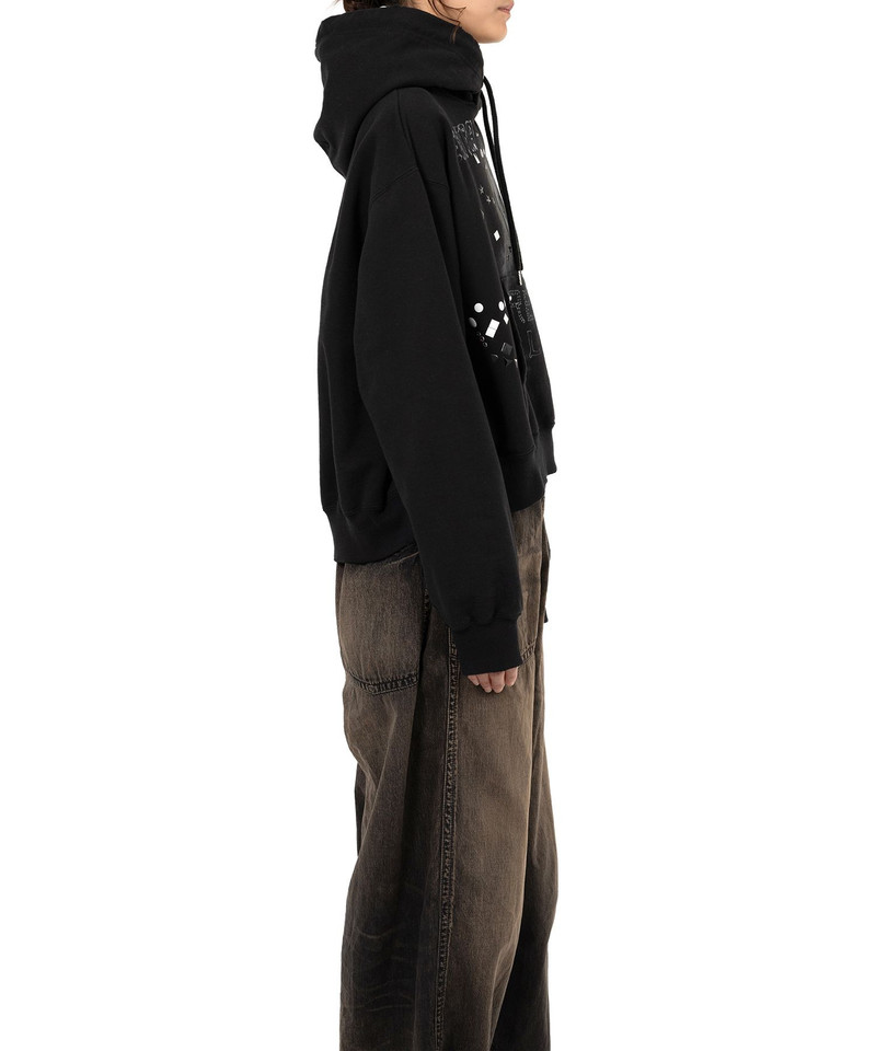 Cat Printed Embellished Distressed Hoodie 12