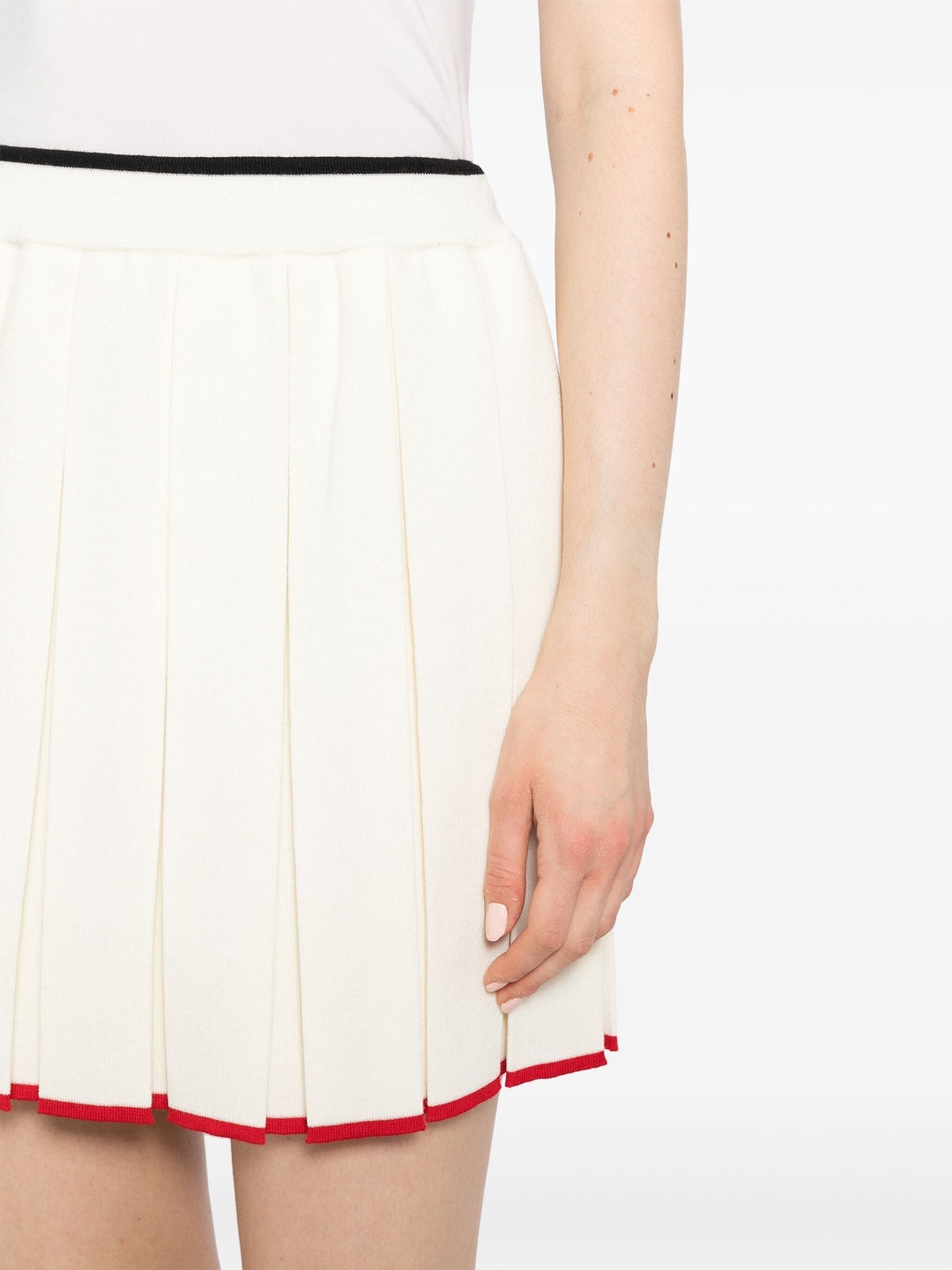 Full Needle Stitch Mini Pleated Skirt - 5