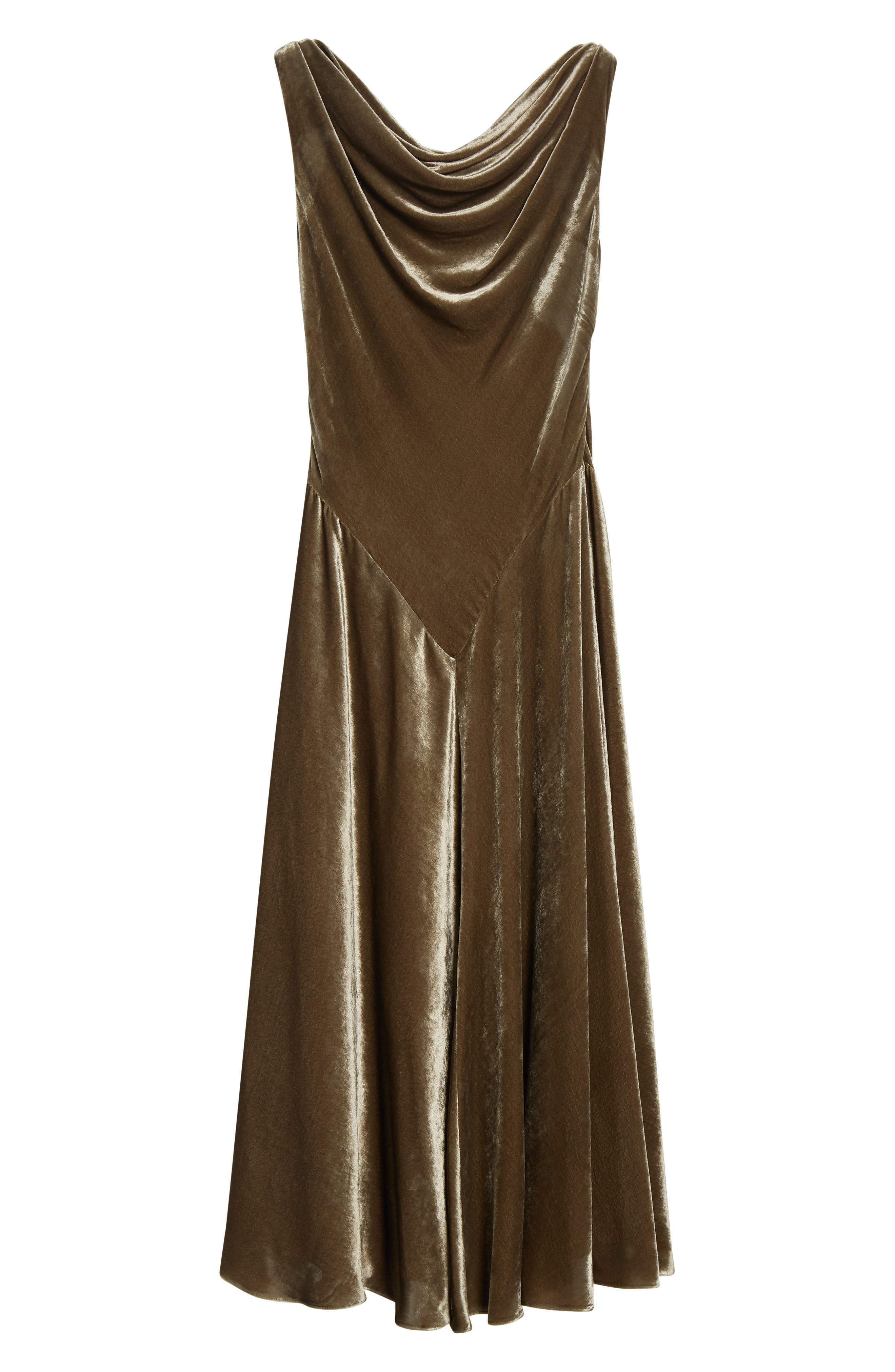 Altuzarra Drina Cowl Neck Stretch Velvet Gown in Clove at Nordstrom - 5