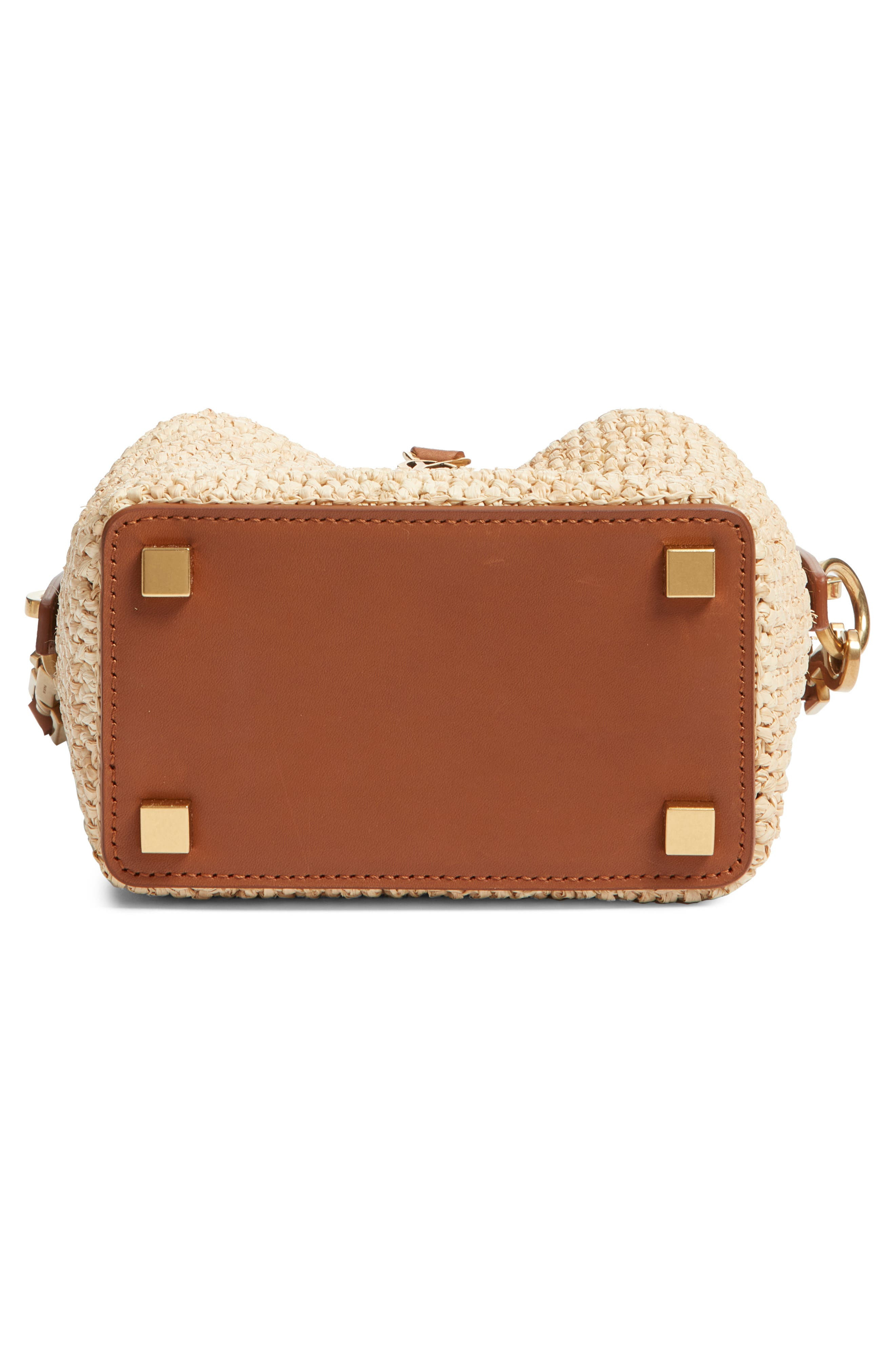 Saint Laurent Mini Le 37 Raffia Bucket Bag in Naturel/Brick at Nordstrom - 7