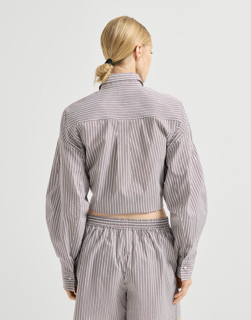 Striped cotton and silk poplin shirt with monili 3