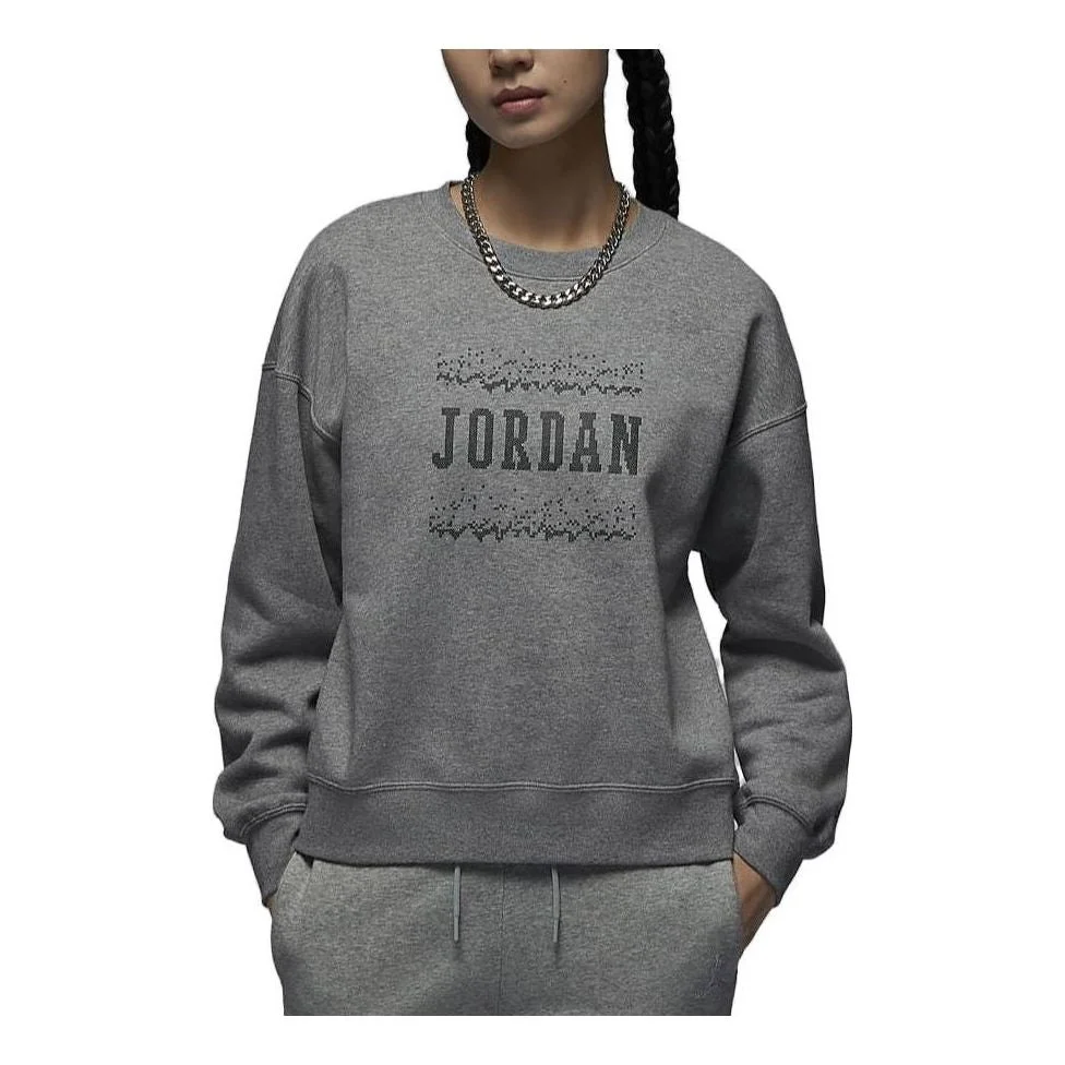 (WMNS) Air Jordan Crew-Neck Sweatshirt 'Grey' FZ2140-091 - 1