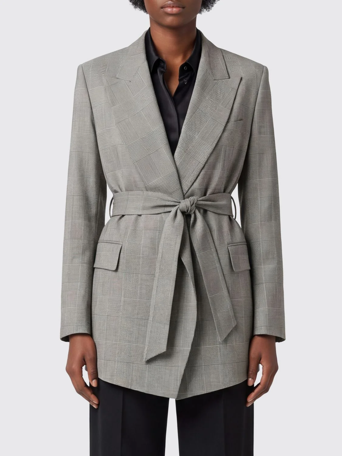 Max Mara Women Max Mara Prince Of Wales Check Wool Robe Blazer - 1