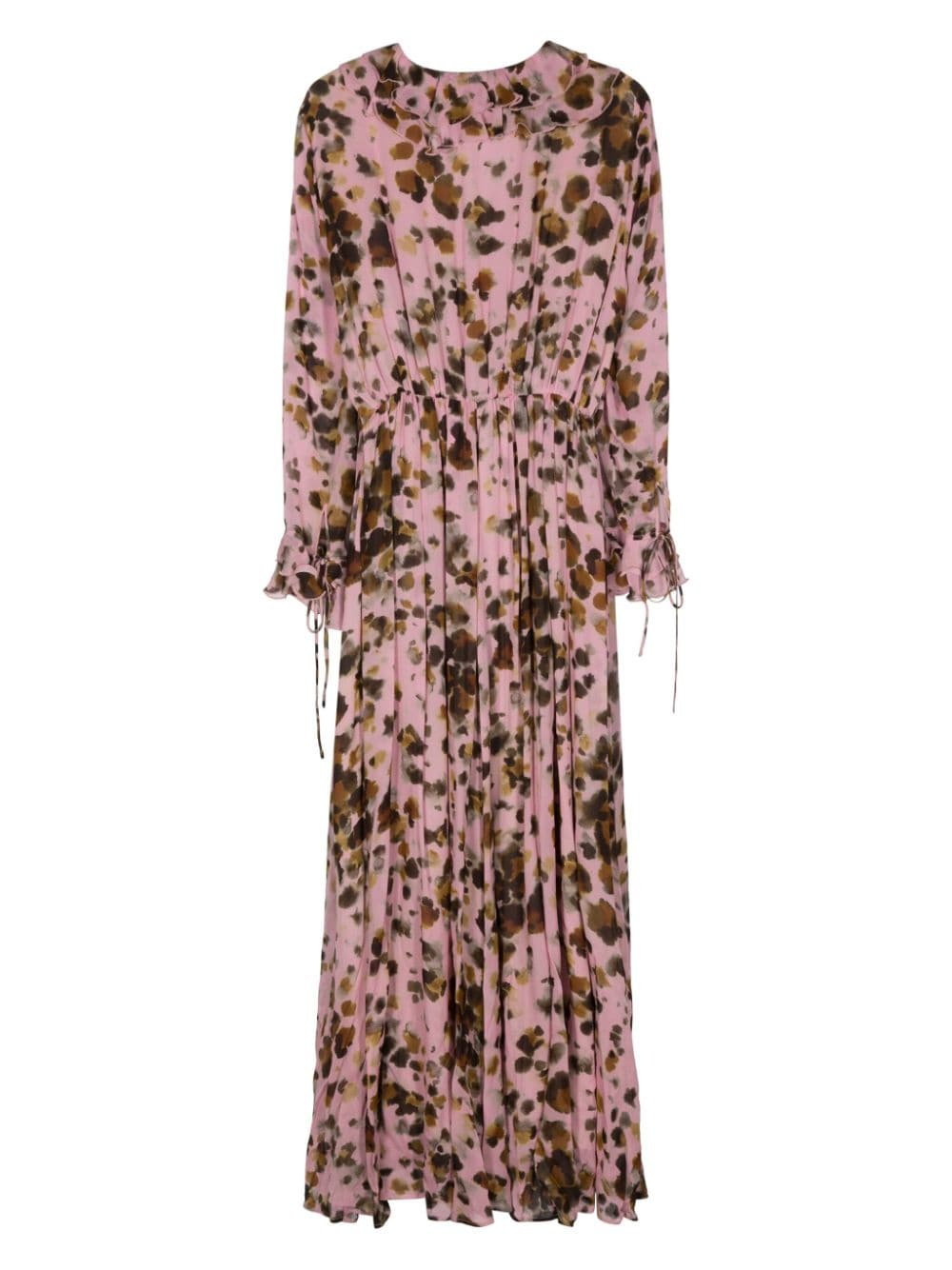 abstract-print ruffle-detailing dress - 2
