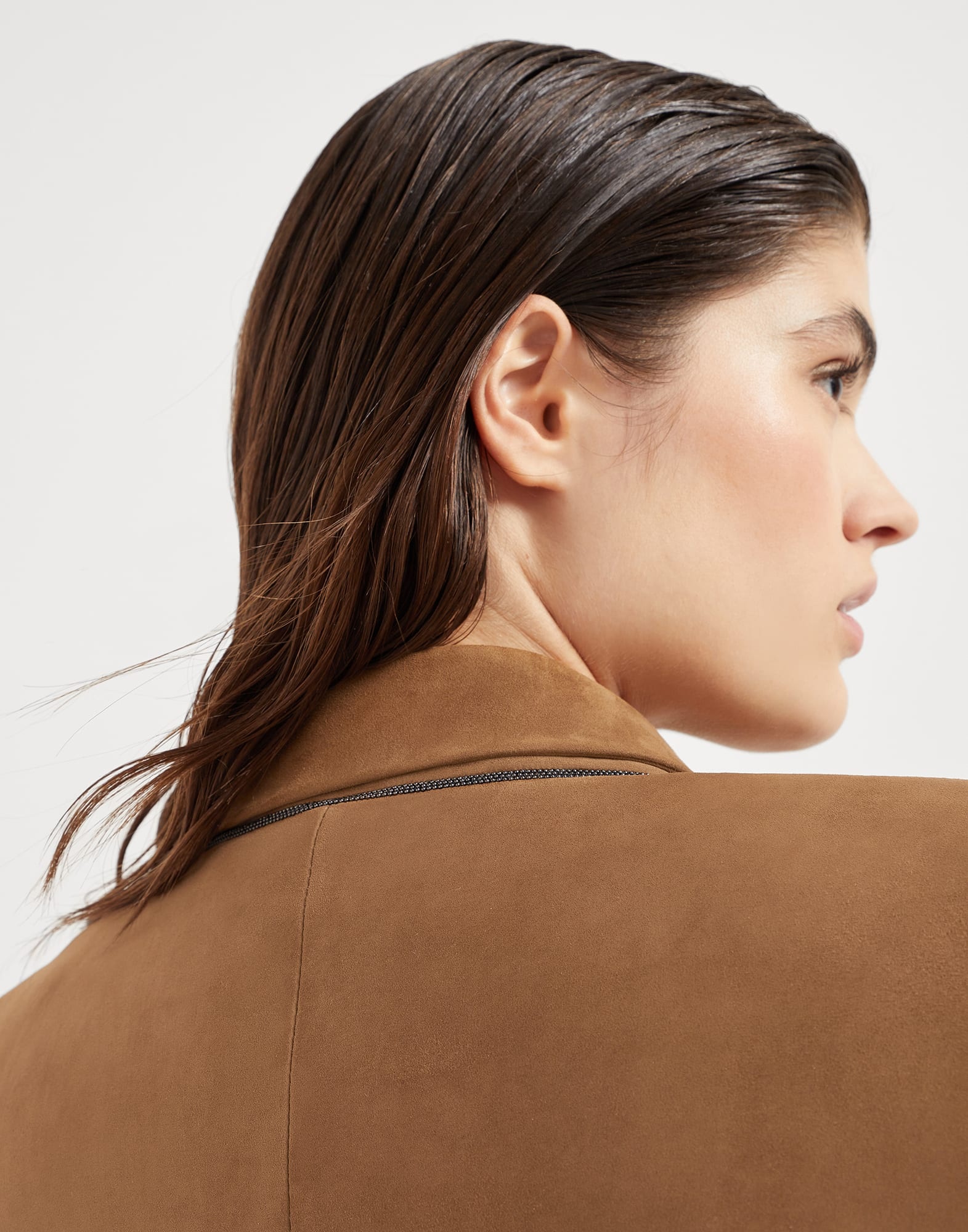 Suede blazer with monili - 3