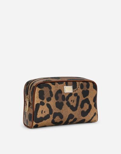 Dolce & Gabbana Leopard-print Crespo toiletry bag with branded plate outlook