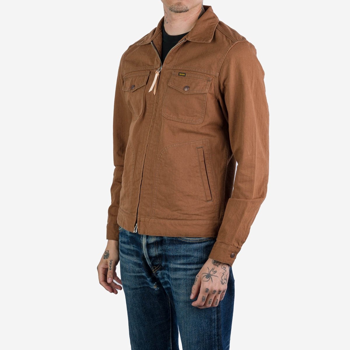 IHJ-124-BRN 10oz Herringbone Work Jacket - Brown - 2