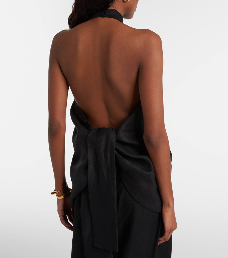 Biba embellished halterneck linen top 5