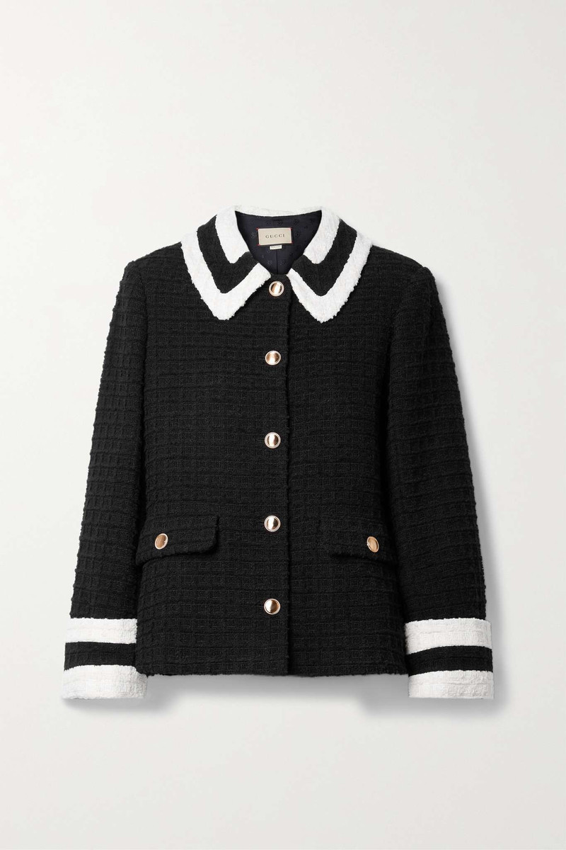 Two-tone cotton-blend tweed jacket 1