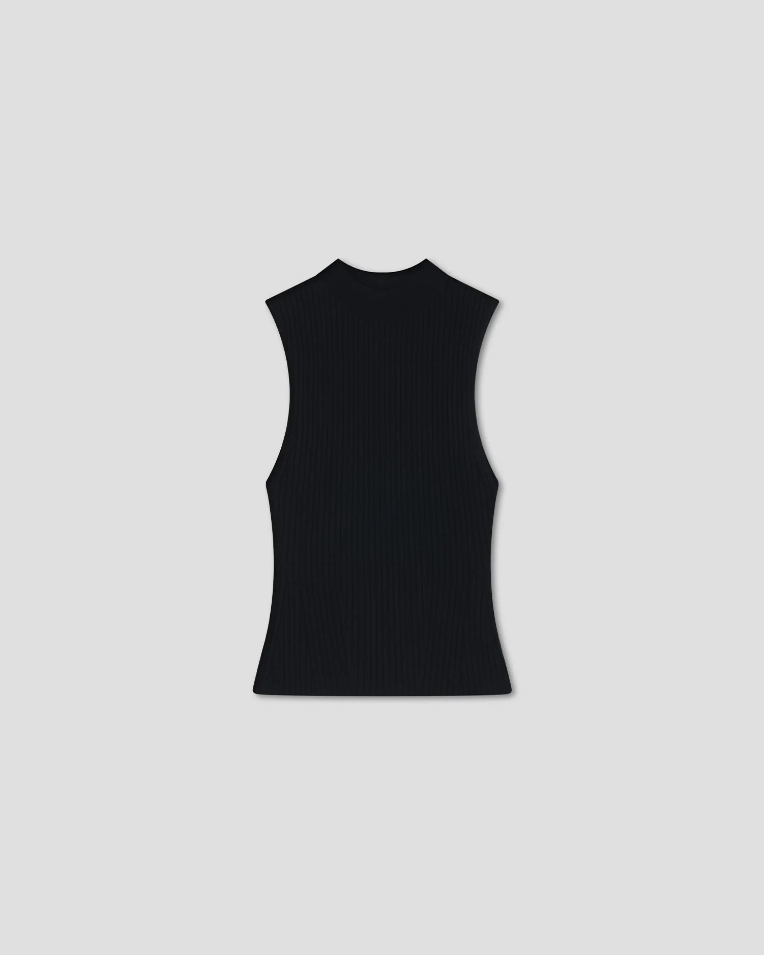 Fine Merino Rib Half Turtleneck Vest - 1