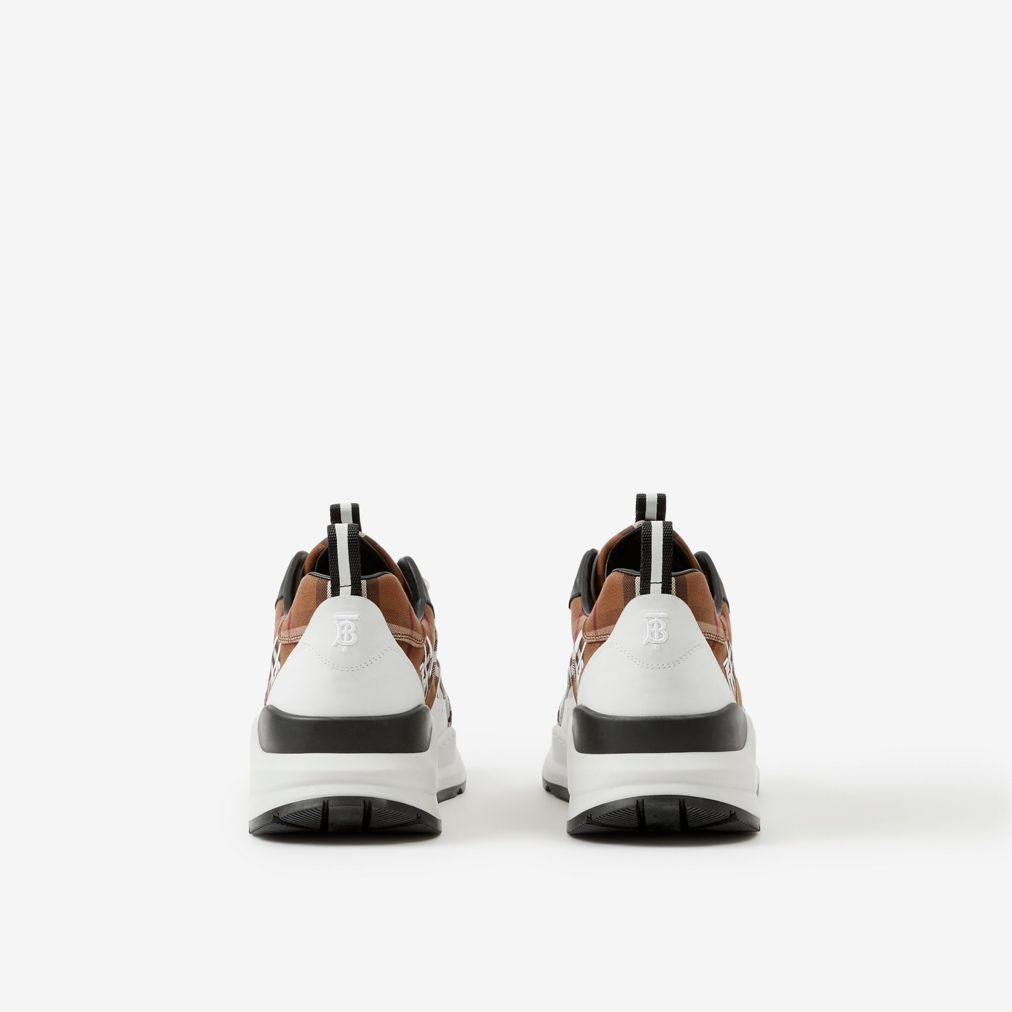 Vintage Check Cotton and Leather Sneakers - 3