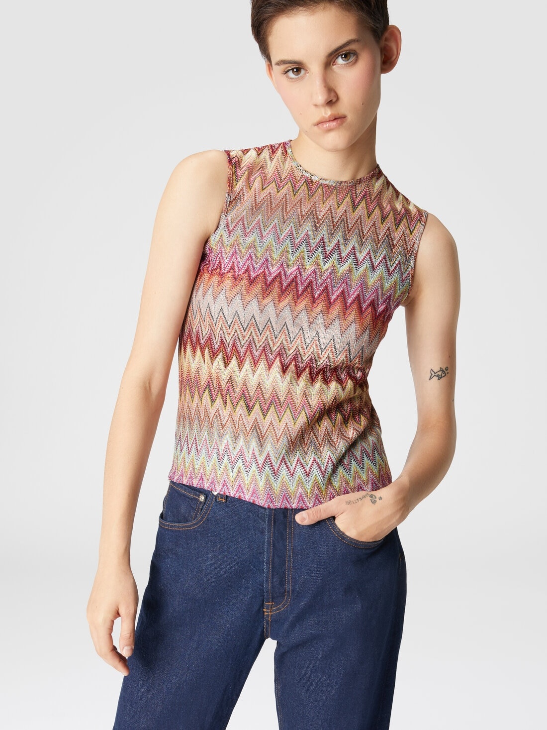 Turtleneck knit lace top - 4
