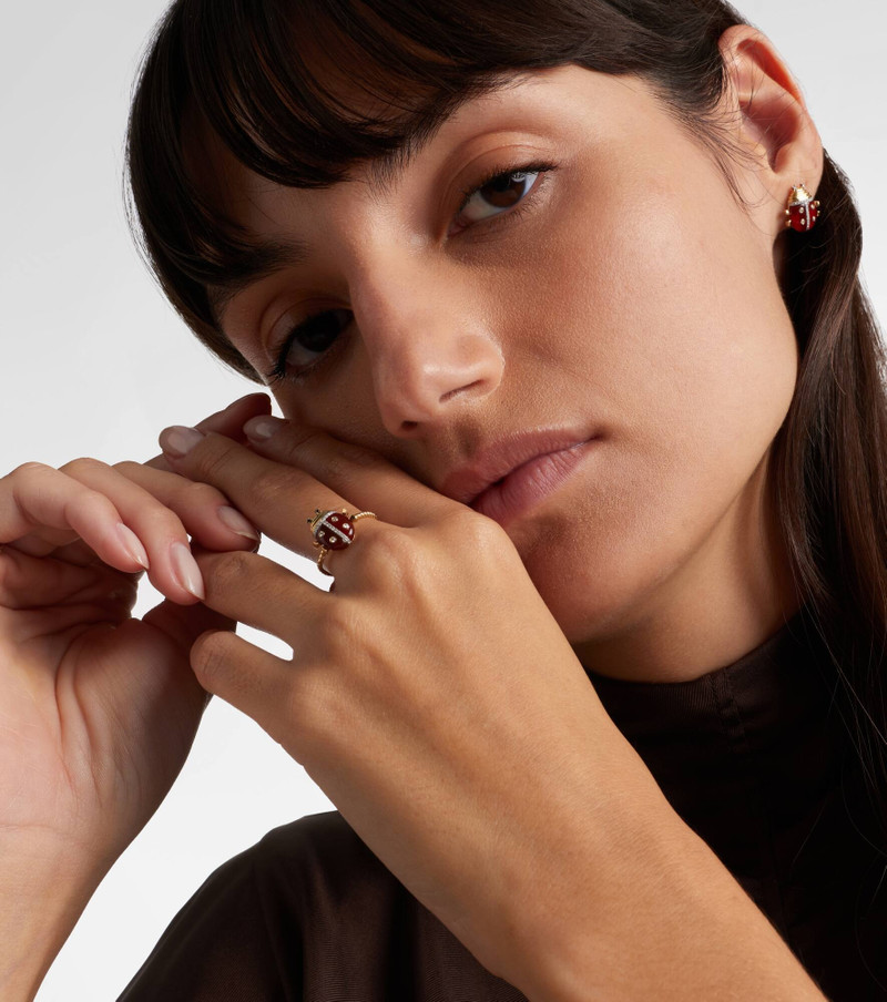 Yvonne Léon Coccinelle Mini 9kt gold ring with gemstones outlook