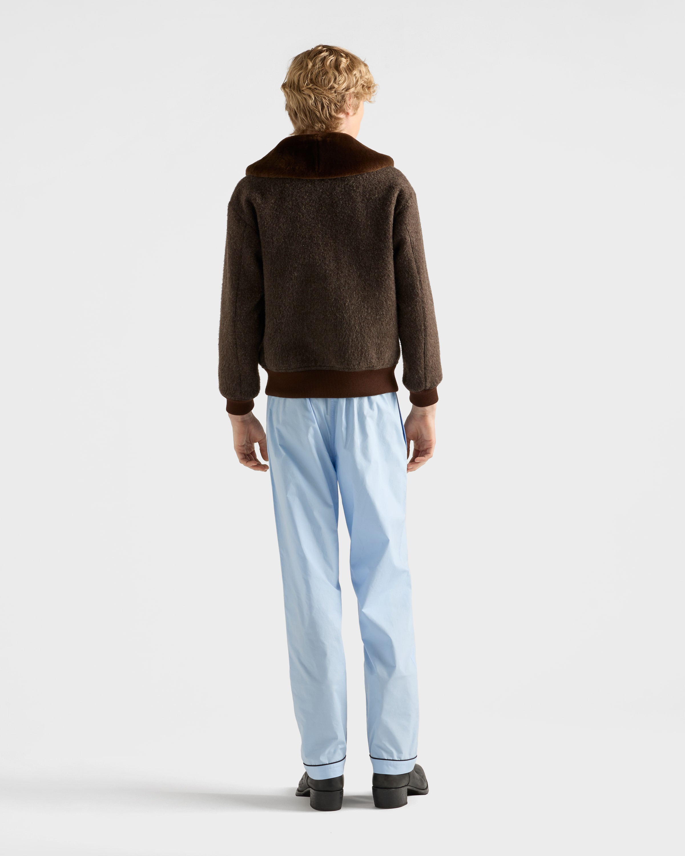 Wool blouson jacket with shearling collar - 5