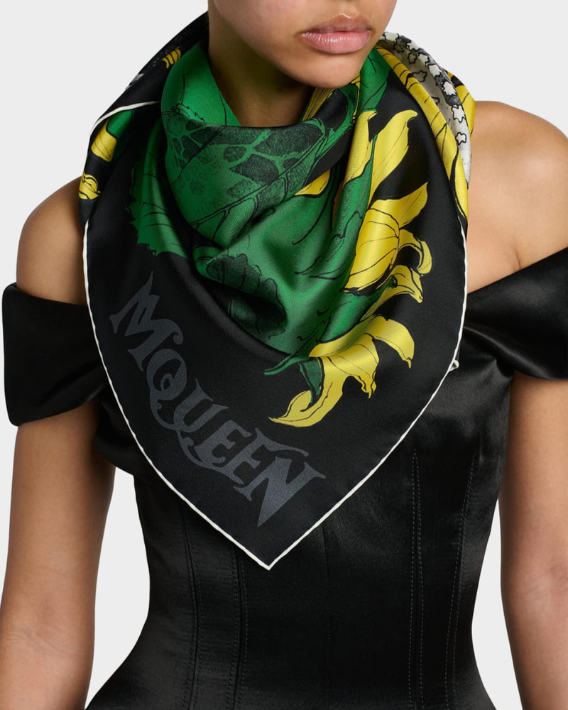 Alexander McQueen Exploded Sunflower Silk Twill Scarf outlook