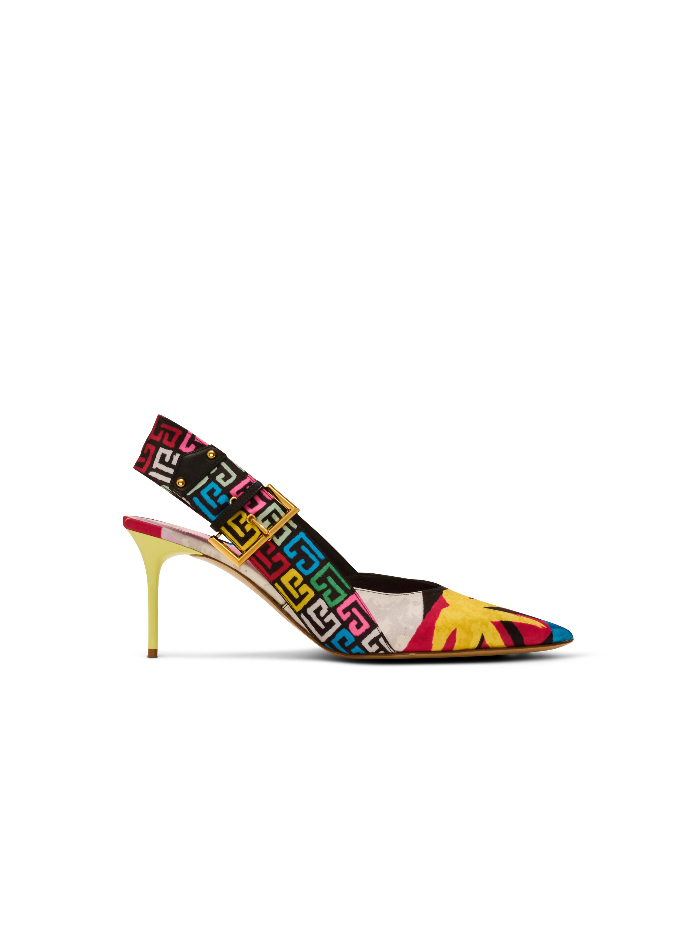 Heeled Ruby slingbacks in printed satin - 1