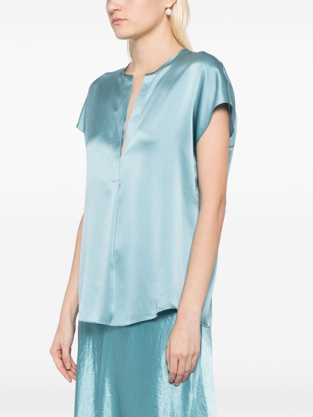 silk cap-sleeve blouse - 3