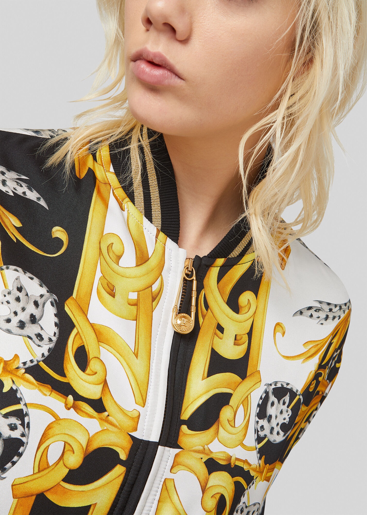 Barocco Acanthus Print Silk Bomber Jacket - 5