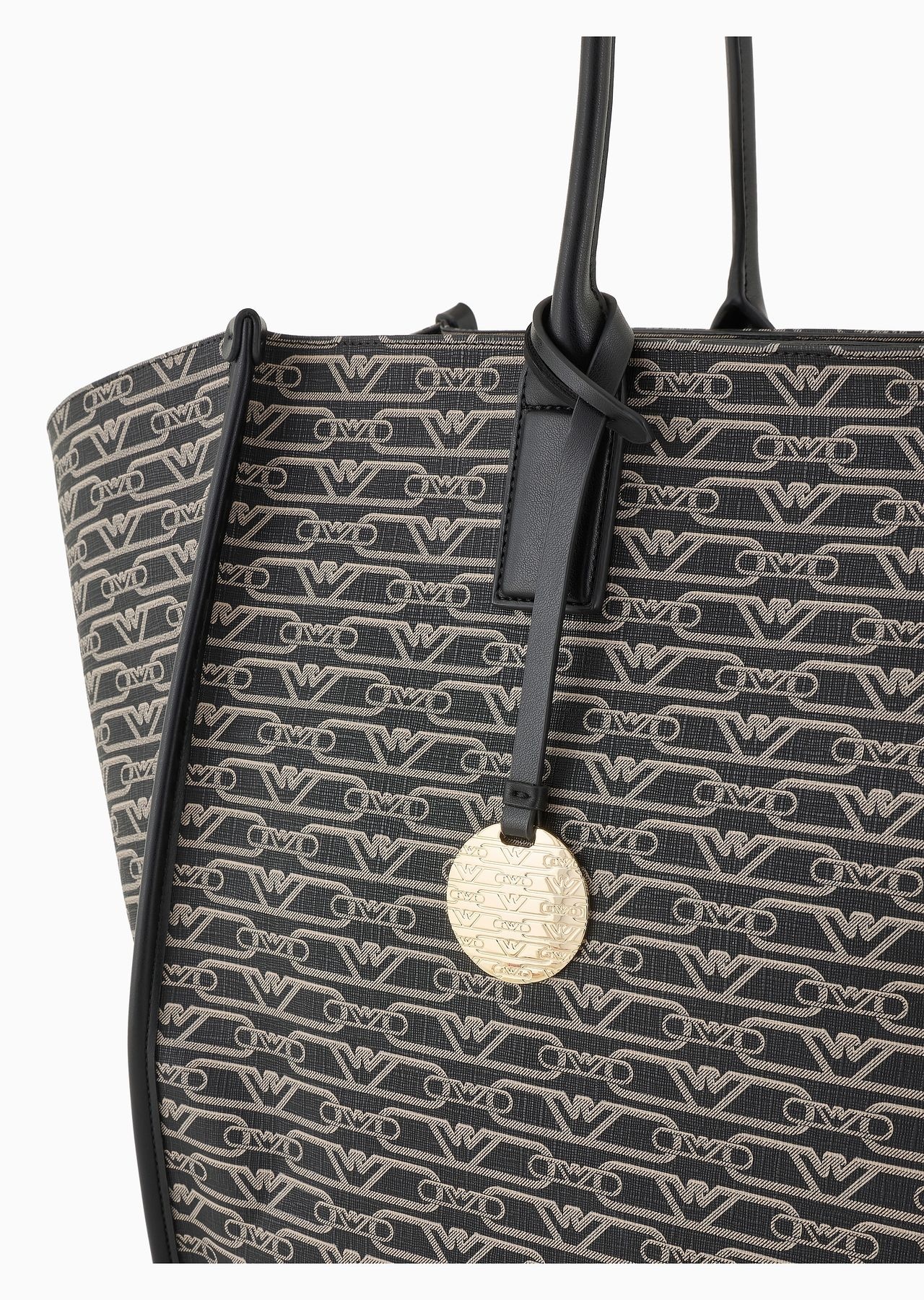 Oversized shopper bag with all-over monogram print - 5