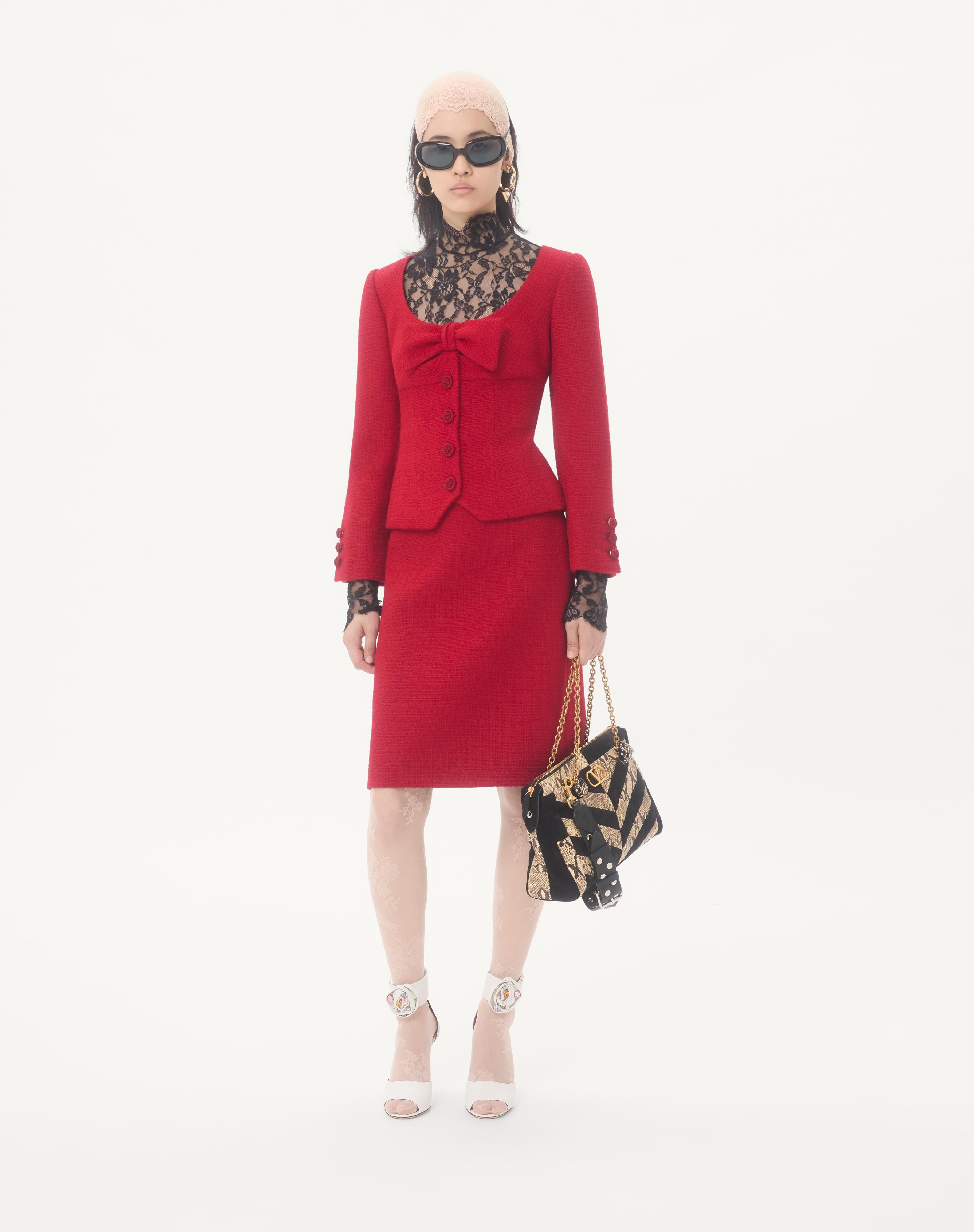 PLAIN WOOL TWEED SKIRT - 2