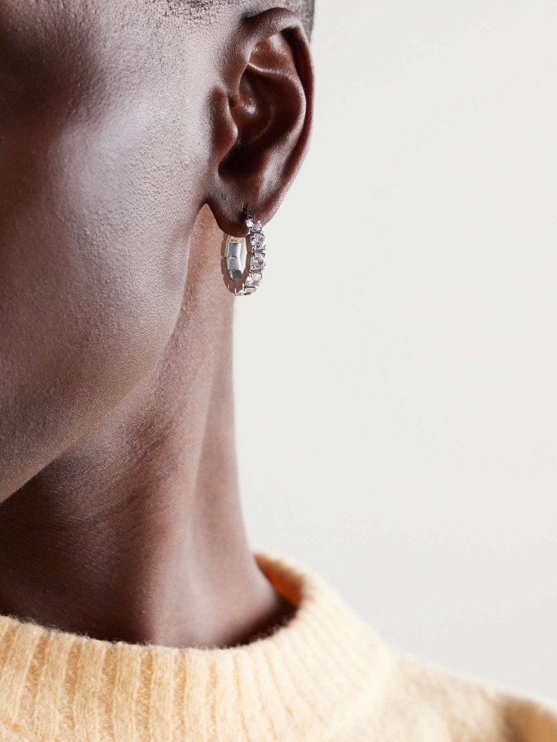 Jil Sander Silver-tone crystal hoop earrings outlook