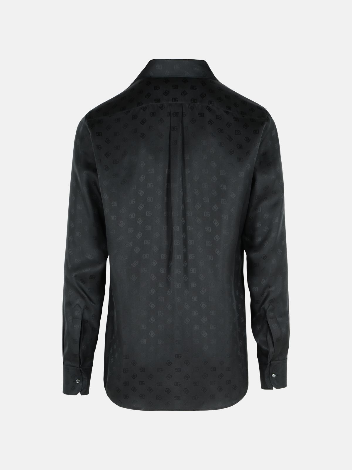 'MONORAM' BLACK SILK SHIRT - 3