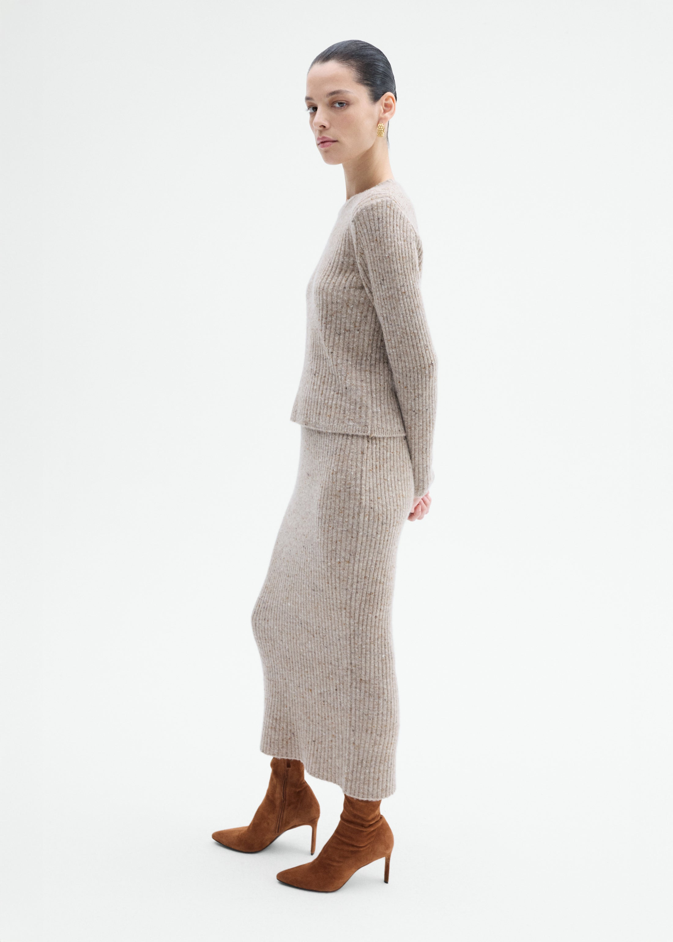 Midi Knit Skirt in Wool Cashmere - 3