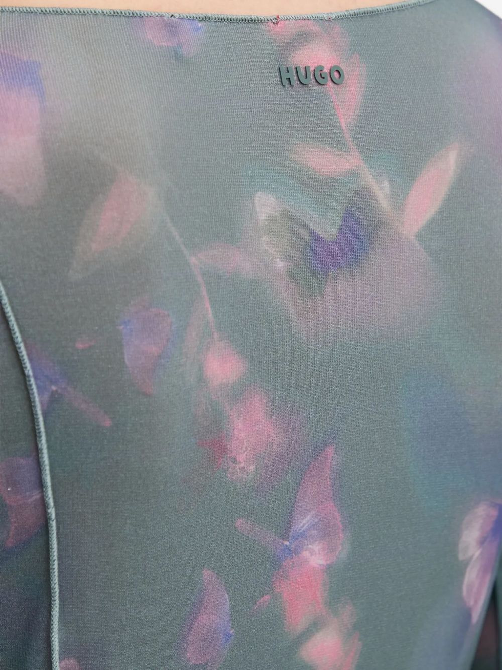 floral-print mesh t-shirt - 4