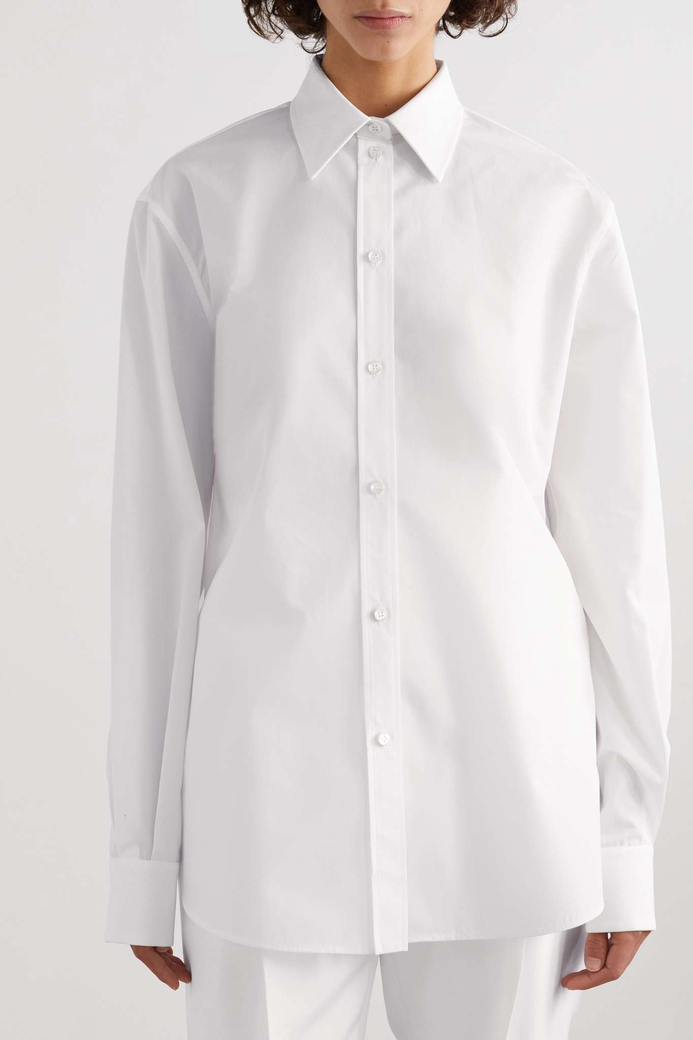 Piqué-trimmed cotton-poplin shirt - 3