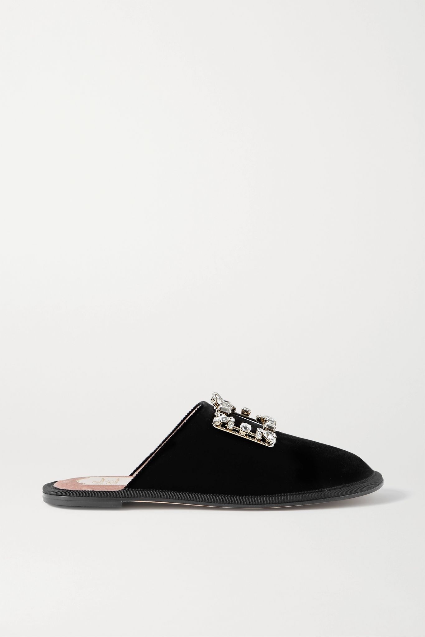 Hotel Vivier crystal-embellished velvet slippers - 1