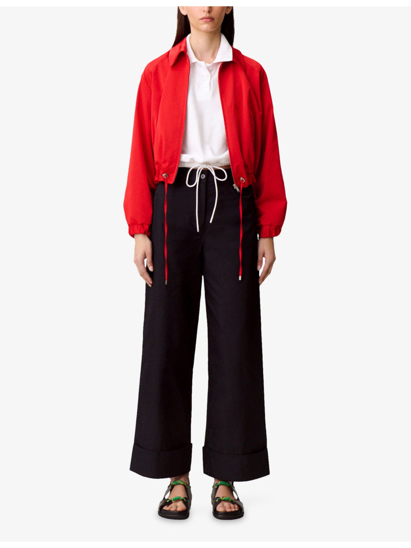 Claudie Pierlot Wide-Leg High-Rise Cotton Trousers outlook
