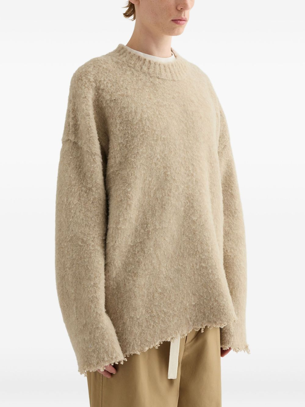 brushed frayed-hem wool sweater - 2