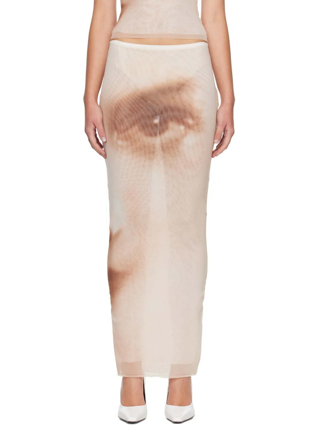 Beige 'The Face Long' Maxi Skirt - 1