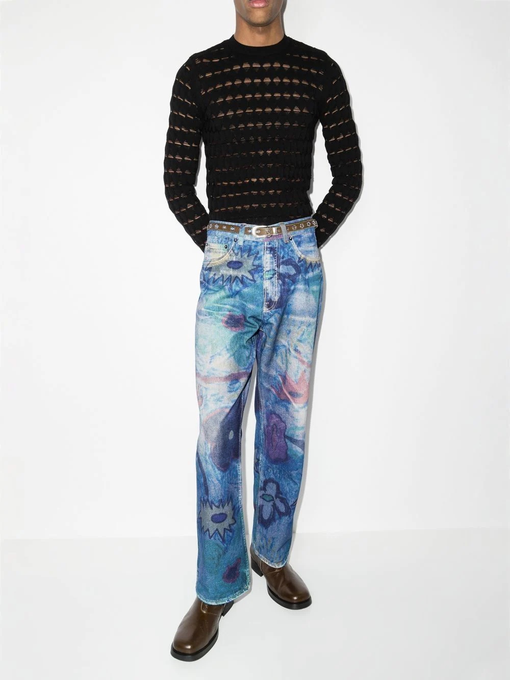 graphic-print straight-leg jeans - 4