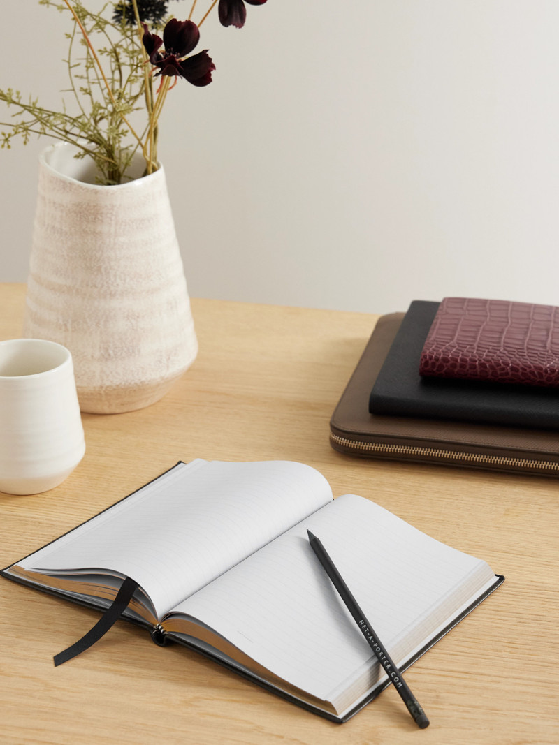 Smythson Soho Panama Textured-leather Notebook outlook