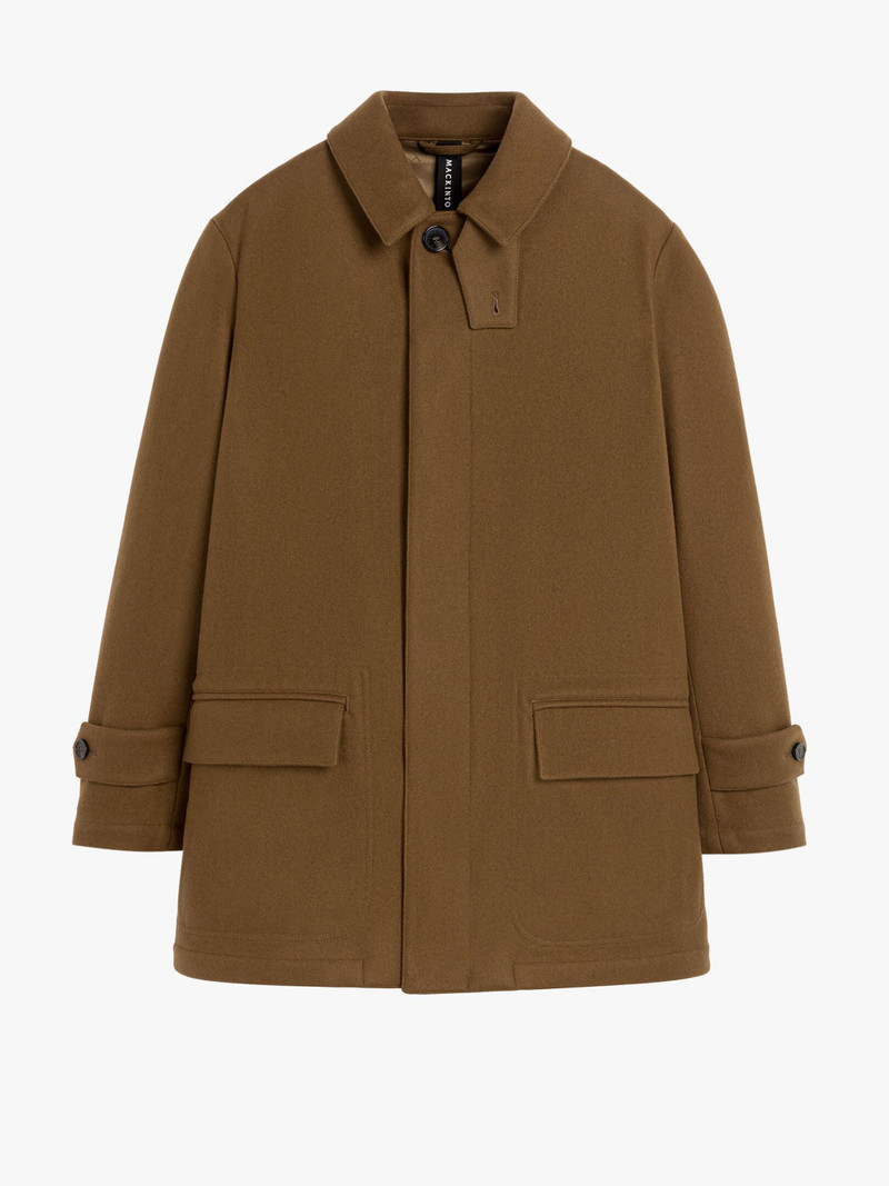 TRAVEL DARK CAMEL WOOL COAT 1