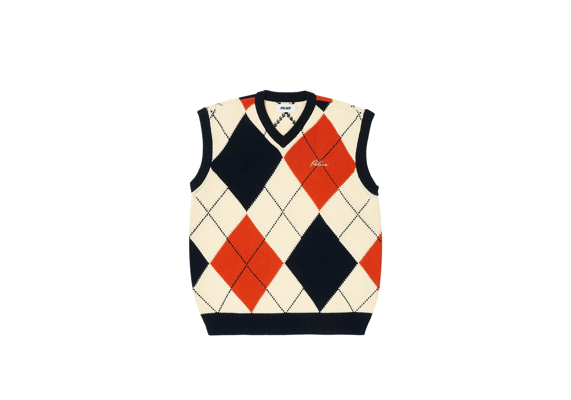 ARGYLE KNIT VEST NAVY / ORANGE - 1