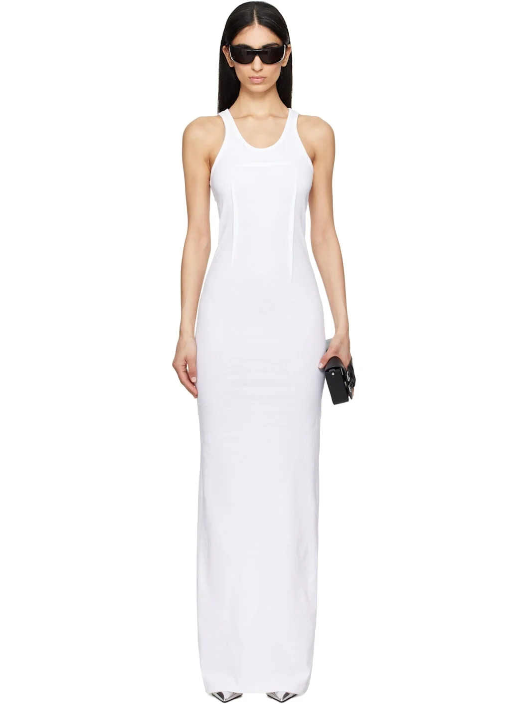 White Heavy Cotton Jersey Maxi Dress - 1