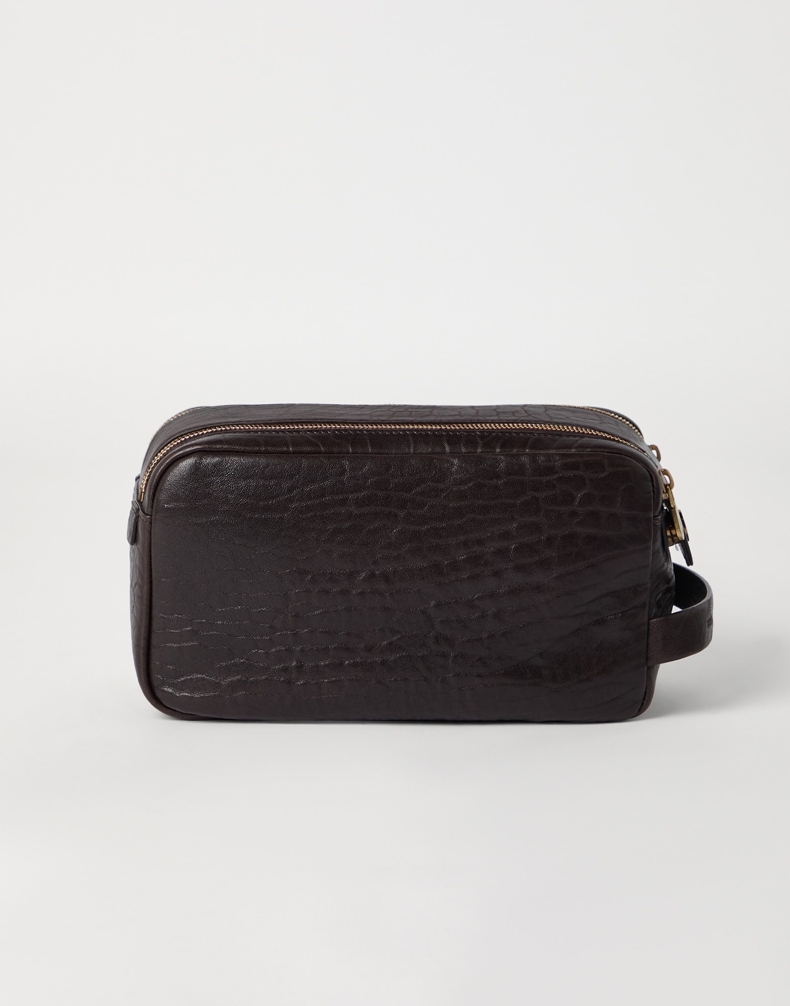 Textured grain leather beauty case with double zipper - 2