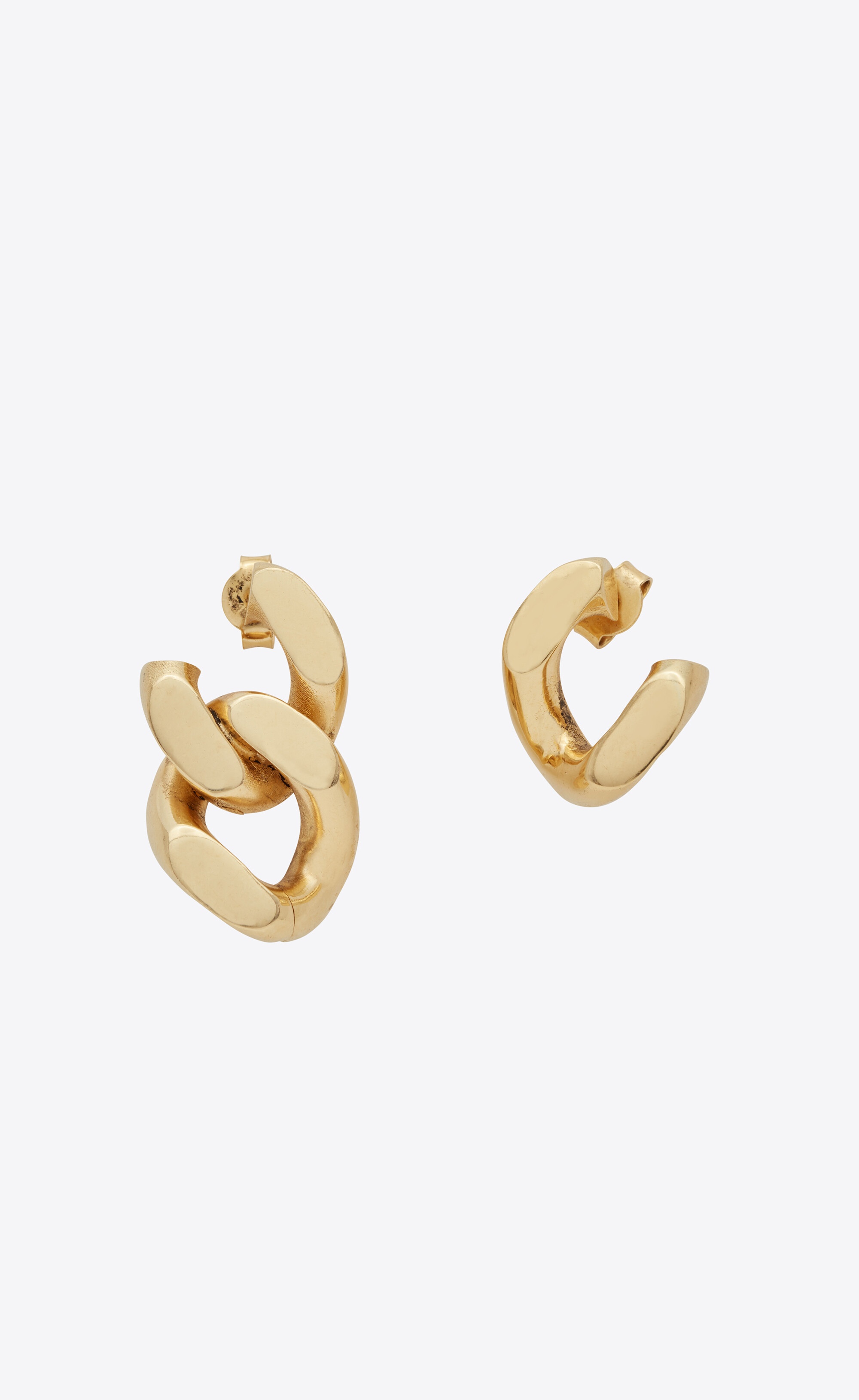 asymmetrical curb chain earrings in metal - 1