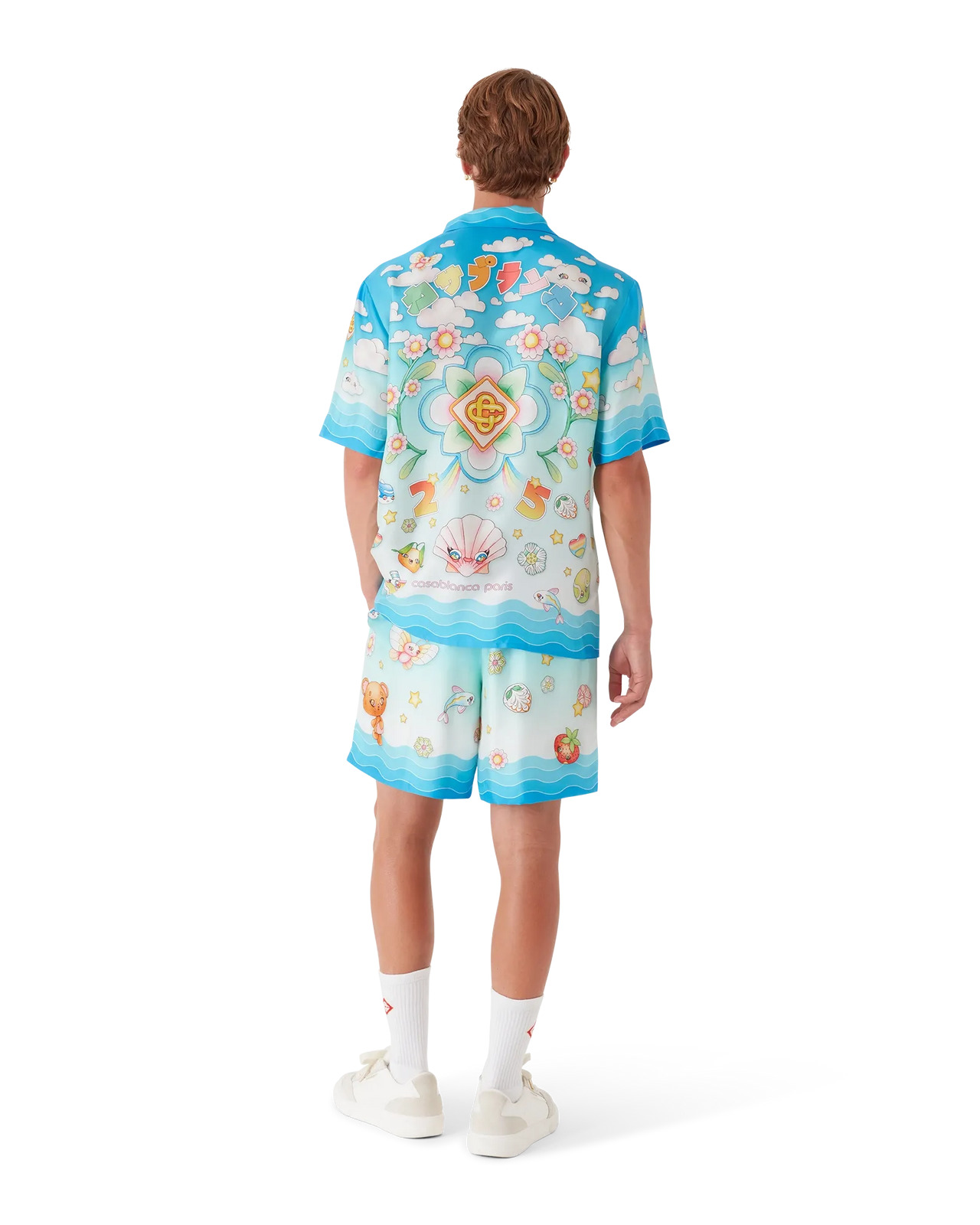 Kawaii Motif Short Sleeve Silk Twill Shirt | Casablanca Paris - 3
