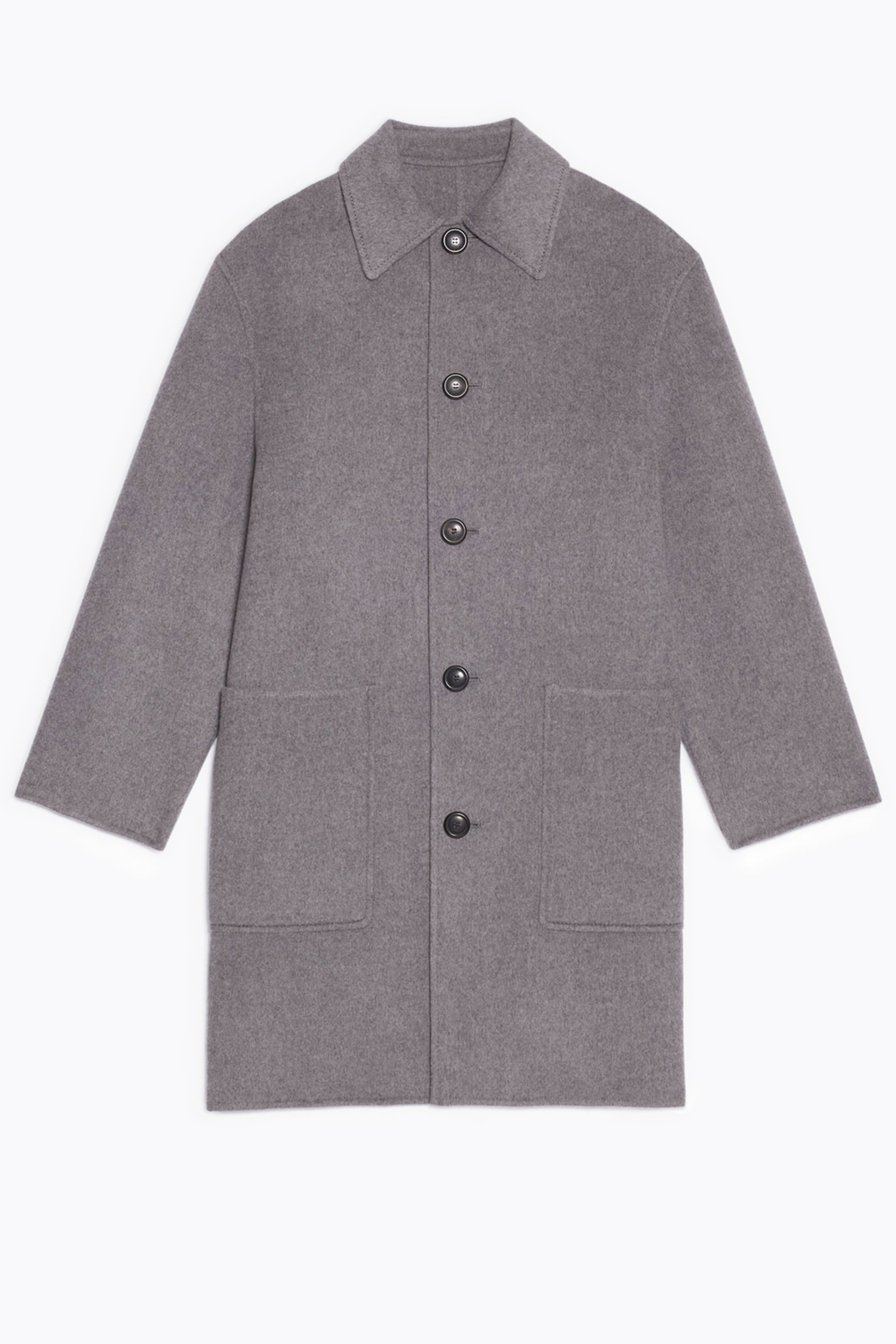 Double Face Coat With Patch Pockets - 2