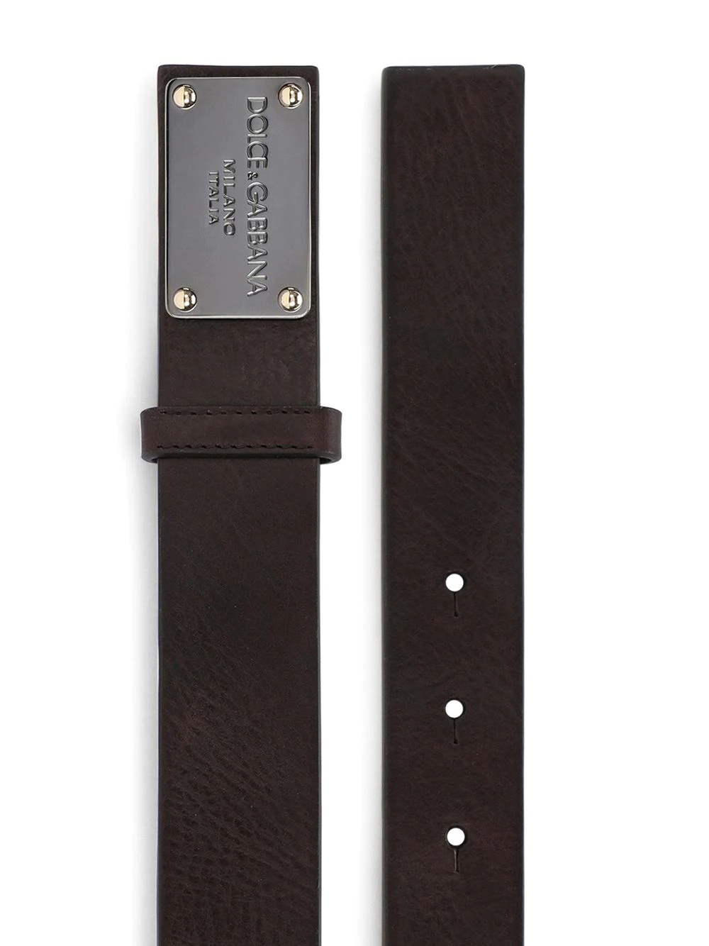 logo plaque leather belt - 2