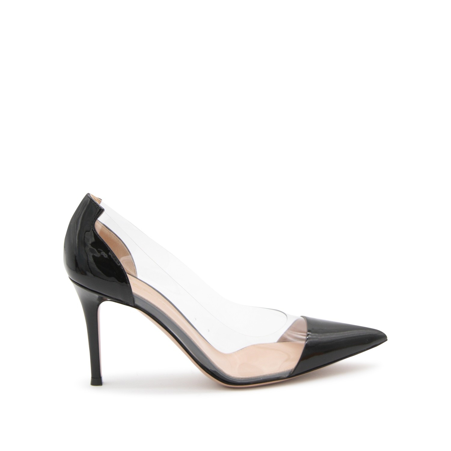 BLACK LEATHER PLEXI PUMPS - 1